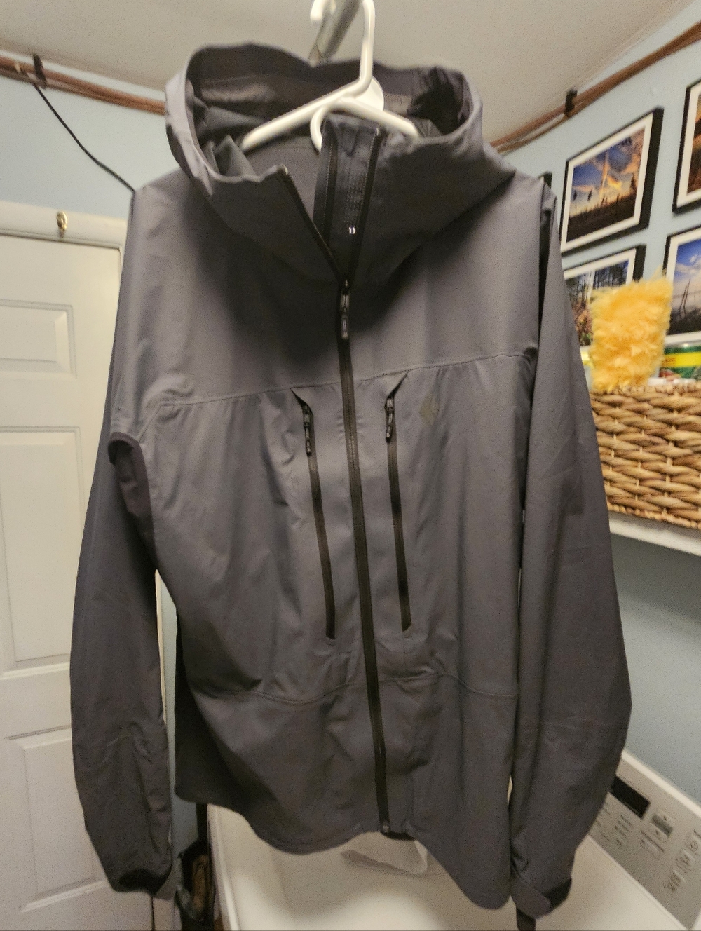 Men's Black Diamond Waterproof Hooded Jacket - Charcoal Gray LARGE